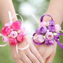 4 Pcs Silk Wedding Bridal Brooch Wrist Flowers Flower Ornament for Wedding