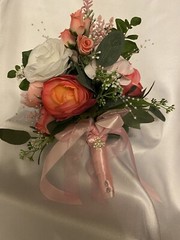 bridal Wedding Bouquet New Pinks, Free Matching Boutonnière