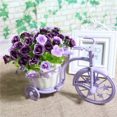 Imitation Décor Rattan Flower Basket Vase Tricycle Bicycle Model Home Garden DIY