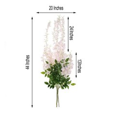 BLUSH 44″ tall Silk Wisteria Flowers Hanging Vine Bush Wedding Centerpieces