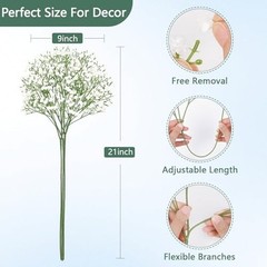 Babys Breath Artificial Flowers Long Stem Baby Breath Flowers 60 Pcs White