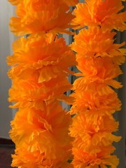 Marigold Yellow Flower Jasmine Artificial Garlands Malai Boxing Dewali Wedding