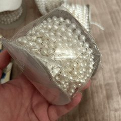Lot Faux White Pearls String Garland and Loose Asst Sizes Crafting Wedding