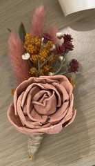 Pine and Petal Bridal Wedding Wood Flower Set: Bouquet, Boutonnière, Corsage