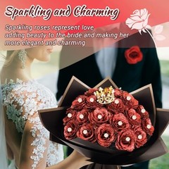 25 Pcs Glitter Roses Bouquet,DIY Artificial Bouquet of Shiny Faux Rose Red
