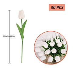 30pcs Real Touch Tulips PU Artificial Flowers, Fake Tulips Flowers for