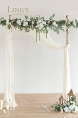 Ling’s Moment 9FT Eucalyptus and Willow Leaf Garland with White Flower, Handc…