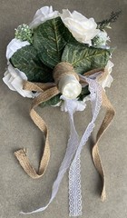 Fiwisora 9.8″ Bridal Holding Wedding Bouquet Real-Looking Mixed Flowers Ivory…