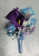 Light Blue Purple White Calla Lily Bridal Wedding Bouquet Accessories