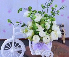 Imitation Décor Rattan Flower Basket Vase Tricycle Bicycle Model Home Garden DIY