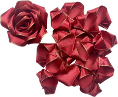 100 Pcs Gold Edge Silk Ribbon Rose Petals Pre-Made Glitter Shimmering Flowers fo