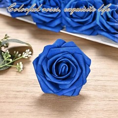16Pcs Artificial Flowers Fake Roses with Stems, Royal Blue Boxed Foam Roses