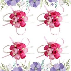 4 Pcs Silk Wedding Wrist Flowers Brooch Flower Ornament for Outdoor Wedding