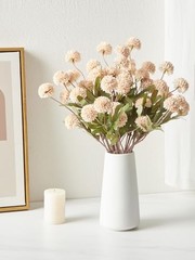 Silk Flowers Pompon Mums Artificial Flowerspcs 50 Heads Fake Mini 10 Beige
