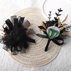 2Pcs Corsage and Boutonniere Set Rose Wrist Corsage Wristlet Band for Wedding Fl