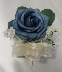 Dusty Blue Rose Eucalyptus Faux Foam Bridal Wedding Bouquet Accessories