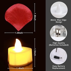 1000 pétalos de rosa artificiales con 24 velas LED, decoraciones para propuestas