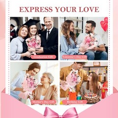 Shearly Preserved Flowers Bouquet with Bear, Forever Gift Pink