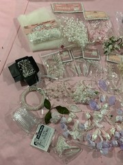 VTG Lot Bridal Floral Beaded Wedding Bouquet & Boutonniere Making Supplies C4