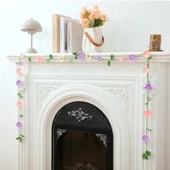 15ft Crochet Flower Garland, 6 Pcs (2.5ft Each) Knitting Yarn Colorful Flowers