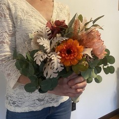Bridal Wedding Bouquet Budget Friendly Beautiful Faux Flowers White Pink Orange
