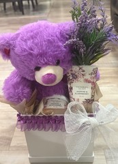 Victoria Secret Jasmine & Elderberry Floral Gift Basket/Purple Bear