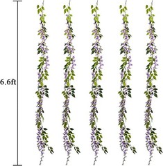 Wisteria Garland 5pack 33Ft Artificial Fake Wisteria Vine Hanging Purple