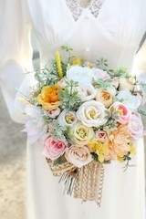 Serra Flora 73pcs Artificial Wedding Flowers Bouquets Centerpieces Faux Flowe…