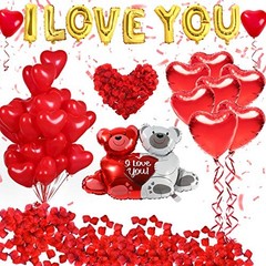 40 Pack I Love You Balloons and Heart Balloons Kit with 1000 Pcs Dark-Red
