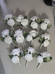 New Eucalyptus And White Roses Wedding Corsages Set Of 11