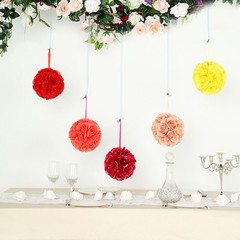 2 RED 7″ Silk Roses Flowers Kissing Balls Wedding Party Events Centerpieces