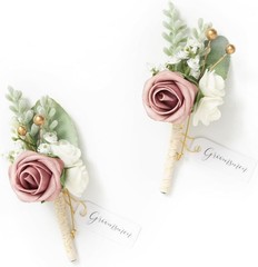 Boutonniere for Men, 2pcs Groom Groomsmen Guest Boutonniere, Artificial Flowe…