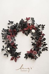 Ling’s Moment 5FT Black Burgundy Artificial Flower Garland Fake Rose Leaves F…