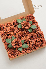 Artificial Flower 25Pc Burnt Orange Sienna Rose 3″ Foam for Wedding Bouquet