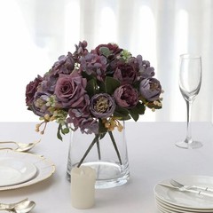 PURPLE 2 Bouquets 12″ SILK FLOWERS Assorted Artificial Floral Bushes Party