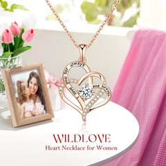 Forever Real Rose with Heart Necklace, Preserved for forever, Red