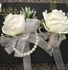 Ivory Corsage and Boutonniere Set for Wedding, Prom, Artificial Rose Flower
