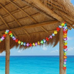 GIFTEXPRESS 36 feet Jumbo Plastic Flower Lei Garland/ Hawaiian Multi Color