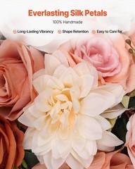 Orange Floral Arch Kit: 2pcs Silk Flowers + 3pcs 33ft Sheer Drapes