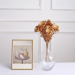 GOLD 2 Metallic 17″ Artificial Rose FLOWER Bouquets Party Events Decorations