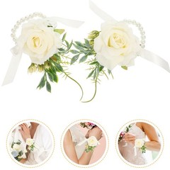 2 Pcs Bride Wristband Decor Artificial Flower Hand for Bridesmaid