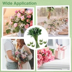 50 Pcs Rose Stems with Leaves & 50 Pcs Flower Calyxes Set – Fake Flower Stems
