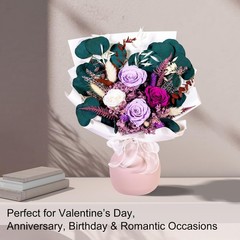 Bonsion Preserved Flowers Bouquet for Delivery, Purple Rose