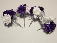 Wedding Bouquet Set Of 18, Bridal Bouquets Corsages Boutonnieres Purple Silver