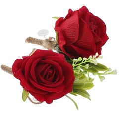 2 Pcs Wedding Groom Corsages Bridal Rose Boutonnieres Flower Decoration