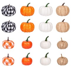 Ueerdand 16 PCS Fall Decor Assorted Sizes Artificial Pumpkins Mixed Color