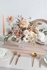 Artificial Flowers Combo Set Fake Flower Leaf Box with Brown & Nude Color