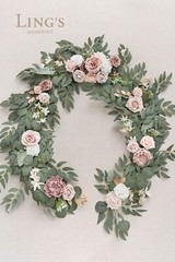 Ling’s Moment Artificial Eucalyptus Garland with Flowers 6FT, Wedding Table G…