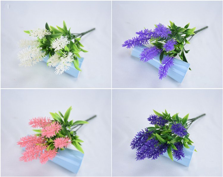 4pcs 7 Head Artificial Lavender Decorate Home & Office in November Sunshine Days