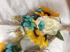Wedding flowers bridal bouquets decoration sunflowers lavender teals